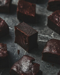 Espresso Brownies pie. Brownies made with coffee. They have a deeper aroma, slightly tart flavor and darker color,. Moist inside