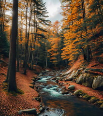 New Hampshire Autumn Forest - obrazy, fototapety, plakaty