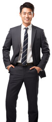 Full length young Japanese businessman in formal wear portrait of confident businessman.isolated white background, remove background