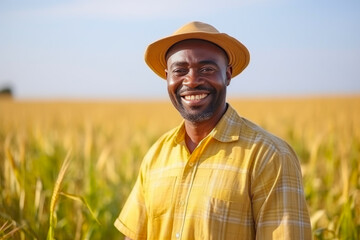 Naklejka na ściany i meble Fields of Resilience: African Agriculturist's Dedication