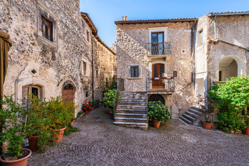 Scenic sight in the beautiful village of Castelvecchio Calvisio. Province of L'Aquila, Abruzzo,...