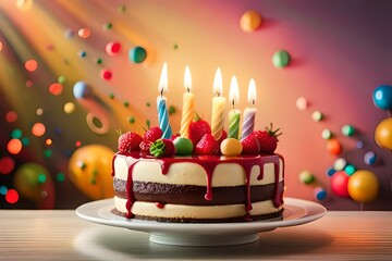 Happy birthday and cake