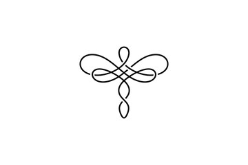 Abstract dragonfly logo with line art design style