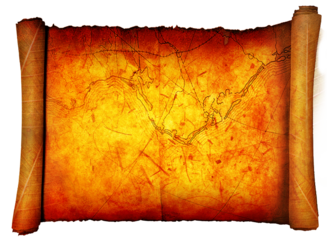 old paper scroll,brown paper, Kraft paper Scroll, Kraft paper, texture, brown,old parchment paper sheet vintage aged or texture isolated on white background. cartoon png	