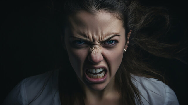 Angry woman's face