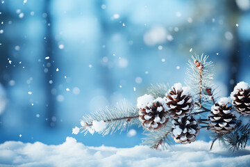 Fondos navideños con nieve, piñas, adornos y estrellas de navidad