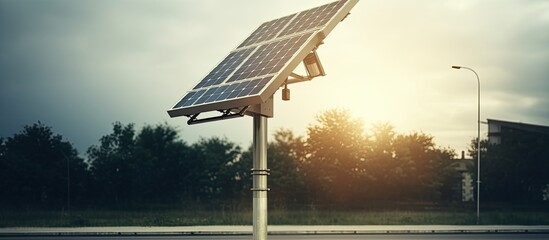 Solar powered street lamp post - obrazy, fototapety, plakaty