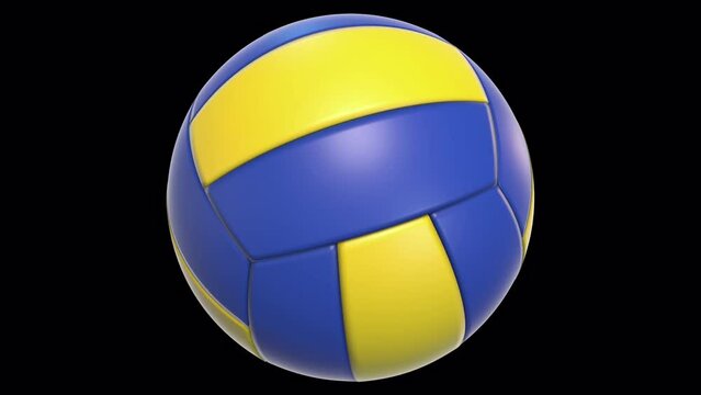 Volley ball rotates on the alpha channel background in a seamless loop.