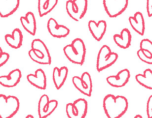 Seamless pattern doodle red hearts, background on a transparent background, Abstract background, love. St. Valentine's Day