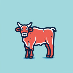 Bull Cow emblem simple logo icon label template. Vector