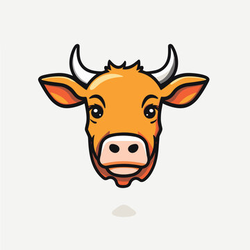 Cow head emblem simple logo icon label template. Vector