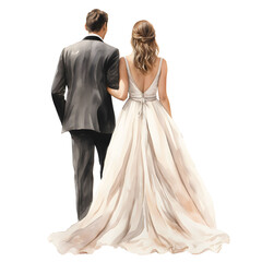 The bride and groom embrace. Wedding concept. Watercolor illustration
