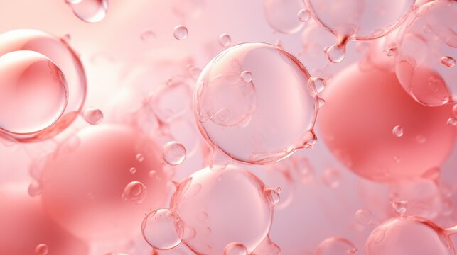 Skin support, collagen supply, pink bubbles close-up