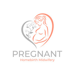 pregnancy logo pregnant woman maternal vector illustration