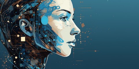 female robot modern background wallpaper look in to the future