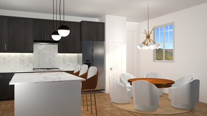 Kitchen Interior design with rendering