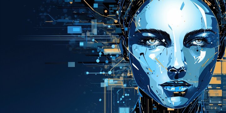 female robot modern background wallpaper look in to the future