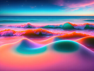 Generative A.I.  Beach Scene, Relaxation,  Created from an Abstract Image, in my Portfolio