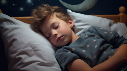 10 years old child sleeping in bed