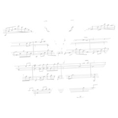 Butterfly silhouette with music vintage decoration scrapbook element isolated on white background.