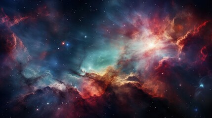 Colorful and vibrant nebula in depths of space. Generative AI