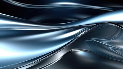 Sleek Metallic Waves: background futuristic design with this 3D illustration of reflective chrome in motion.