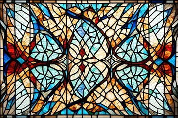 A stained glass window texture with intricate geometric shapes.