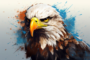 Portrait of a eagle watercolor style, Generative AI - obrazy, fototapety, plakaty