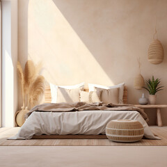 Mediterranean Bedroom interior, Bedroom interior mockup, Mediterranean style Bedroom mockup, empty wall mockup