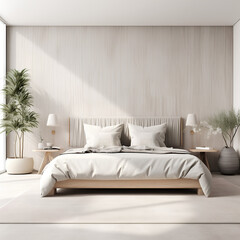 Scandinavian Bedroom interior, Bedroom interior mockup, Scandinavian style Bedroom mockup, empty wall mockup