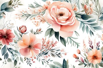 A pack of watercolor floral illustrations for wedding invitations. - obrazy, fototapety, plakaty
