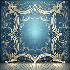 a 3D rendering of a wallpaper frame bathed in a soothing blue light, highlighting the frame's depth and texture
