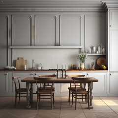Victorian Kitchen interior, Kitchen interior mockup, Victorian style Kitchen mockup, empty wall mockup