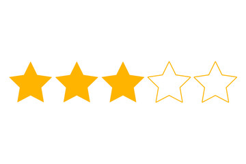 Three star rating. Product review flat icon for apps and websites