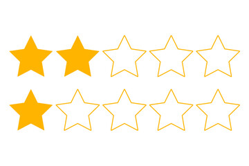 Two & One star rating. Product review flat icon for apps and websites
