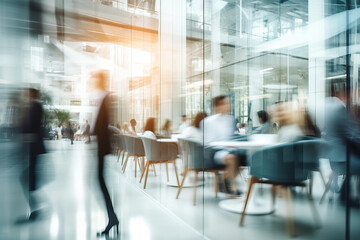Blurred business people in modern office