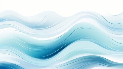 Fototapeta premium Blue Ocean Water Waves with Copy Space - Teal Lake Wave Motion Web Banner, Sea Foam Watercolor Effect Backdrop. Fun Pool Water Ripples Abstract Cartoon. Coastal Illustration for Web and Print