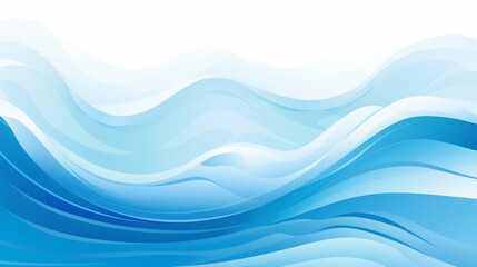Blue Ocean Water Waves with Copy Space - Teal Lake Wave Motion Web Banner, Sea Foam Watercolor Effect Backdrop. Fun Pool Water Ripples Abstract Cartoon. Coastal Illustration for Web and Print