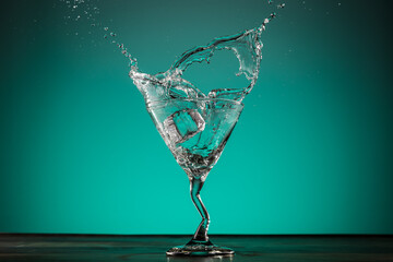 Martini glass liquid splash