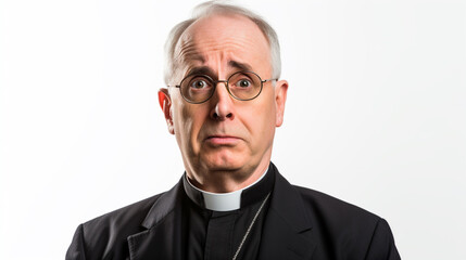 Obraz premium Fictitious guilty caucasian Catholic priest AI generative