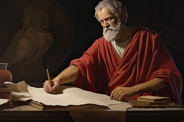 Painting of Aristotle, the greek philosopher.