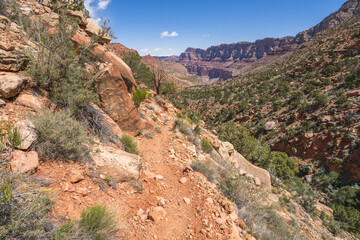 hiking the tanner trail in grand canyon national park, arizona, usa