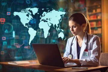 Nurse participating in a global telehealth conference.