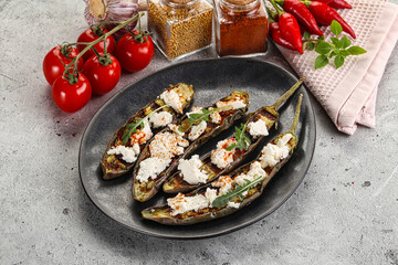 Grilled eggplant with feta cheese