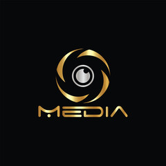 media photography logo design vector - obrazy, fototapety, plakaty