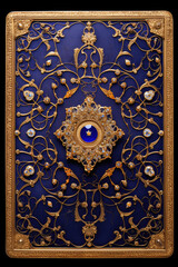 Luxury golden frame on a dark blue background.