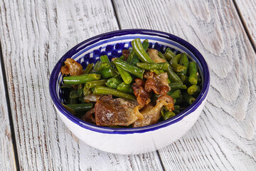 Roasted bacon with green bean