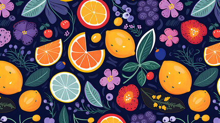 seamless background with fruits pattern. Generative AI