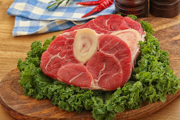 Raw ossobuco beef meat for cooking