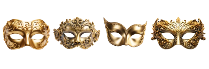 Gordijnen Set of opera mask isolated on a transparent or white background © Nayan
